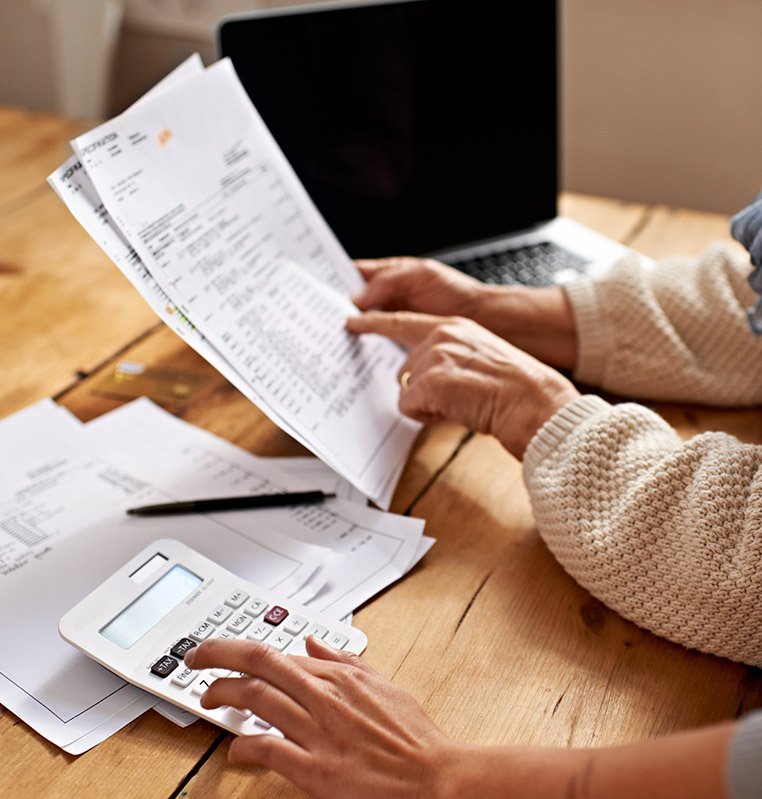 Woman checking papers